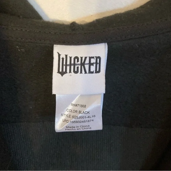 Wicked XS black full zip hooded sweatshirt with logo on the front back & sleeve - Picture 5 of 7